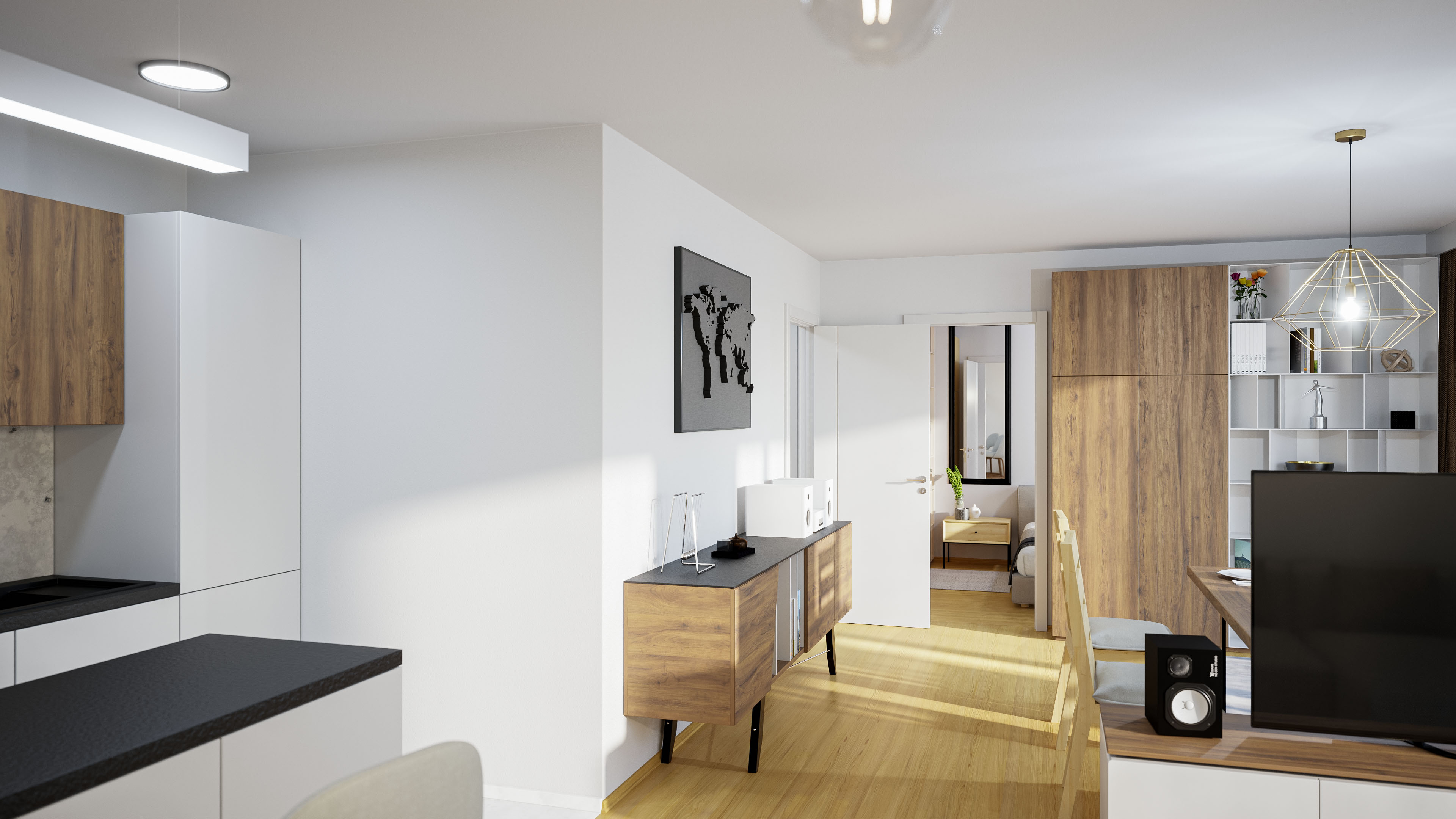 Möblierter Innenraum als Beispiel für einen virtuellen 360 Grad Rundgang